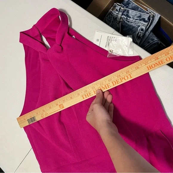 Julia Jordan Knot Neck Maxi Dress Hot Pink Fuchsia Size 8 U2 - Picture 9 of 9